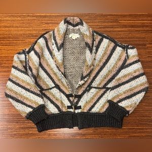 Saltwater Luxe Cain Cardigan Sweater multi-color stripes EUC